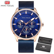 MINI FOCUS Fashion Quartz Watch Men Luxury Top Brand Steel Men Blue Watches Waterproof Wristwatch Man Dress Casual Clock Male