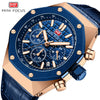 MINI FOCUS Quartz Wristwatch For Men&#39;s Polygon Design Alloy  Watch Men High Quality Leather Chronograph Sport Waterproof Clock