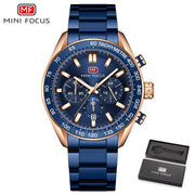 New Luxury Mens Watches with Stainless Steel Brand Sports Chronograph Fashion Quartz Waterproof Watch Men Relogio Masculino