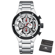 MINIFOCUS Watches For Men Chronograph Quartz Wristwatch Stainless Steel Top Brand Luxury Waterproof Big Dial Sport Wristwatches