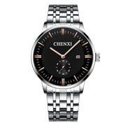 CHENXI Lover&#39;s Wristwatches Women Fashion Watches Men or Lady Quartz Watch Silver Stainless steel Waterproof Clock Date Watches