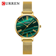 CURREN Luxury Watches for Women Malachite Green Quartz Dress Ladies Bracelet Wristwatch with Leather Female Clock Waterproof