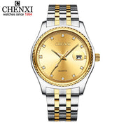 CHENXI Fashion Men Women Watches Rhinestone Dial Top Brand Luxury Couples Quartz Watch Full Steel Waterproof Calendar Watch