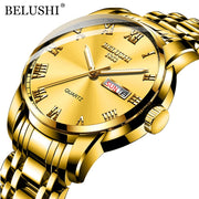 BELUSHI Top Brand Luxury Mens Watches Luminous Waterproof Stainless Steel Watch Quartz Men Date Calendar Business Wristwatch