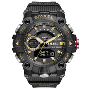 SMAEL Fashion Sports Waterproof Watch Men Top Luxury Brand Military Digital Quartz Wristwatch Mens Dual Display Backlight Clock