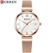 CURREN New Women Watch Top Brand Luxury Ladies Fashion Simple Stainless Steel Quartz Watches Female Waterproof Date Wristwatch