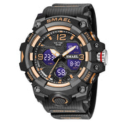 SMAEL Top Brand Men Military Watch Digital Waterproof Dual Display Quartz Sports Wristwatch For Male Clock 8008 Youth Stopwatch