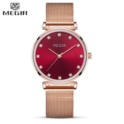 MEGIR Luxury Brand New Women Watches Fashion Rose Gold Ladies Dress Quartz Wristwatch Waterproof Female Watch Relogio Feminino