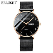 BELUSHI Watch Men Luxury Stainless Steel Business Quartz Watches Casual Waterproof Wristwatch reloj hombre relogio masculino