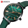 CURREN Luxury Watches for Women Malachite Green Quartz Dress Ladies Bracelet Wristwatch with Leather Female Clock Waterproof