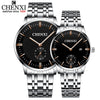 CHENXI Lover&#39;s Wristwatches Women Fashion Watches Men or Lady Quartz Watch Silver Stainless steel Waterproof Clock Date Watches