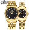 CHENXI Luxury Couple Watch Golden Fashion Stainless Steel Lovers Watch Quartz Wrist Watches For Women &amp; Men Analog Wristwatch