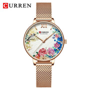 CURREN Women&#39;s Luxury Brand Watch Fashion Women Flower Quartz Bracelets Watch for Ladies reloj mujer Waterproof Relogio Feminino