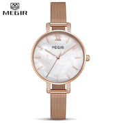 MEGIR Luxury Simple Women Watches Rose Gold Quartz Watch Ladies Waterproof Stainless Steel Wristwatch for Women Relogio Feminino