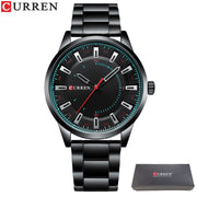 CURREN Fashion Dumb Black Men Quartz Watch Top Brand Watch Men Waterproof Luminous Watches Luxury Stainless Steel Business Clock