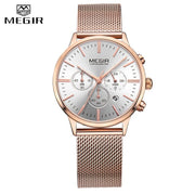 MEGIR Fashion Rose Gold Women Watch Luxury Brand Quartz Wrist Watch Ladies Casual Bracelet Watches Sport Relogio Feminino Clock