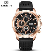 MEGIR Fashion Sport Men Watch Luxury Brand Waterproof Quartz Silicone Chronograph Mens Watches Military Clock Relogio Masculino