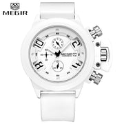 MEGIR 3D Engraved Dial Clocks Male Sport Quartz Men Watches Black Silicone Waterproof Military Chronograph Watch Reloj Hombre