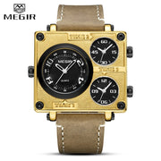 MEGIR Brand Men Sports Quartz Watches with Multiple Time Zone Watch Men Military Big Dial Waterproof Wristwatch Erkek Kol Saati