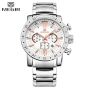 MEGIR Watch Men Fashion Sport Quartz Mens Watches Waterproof Full Steel Business Chronograph Date Male Relogio Masculino