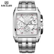 Clock Business Big Dial Wristwatches MEGIR Top Brand Luxury Quartz Watch Men Stainless Steel Band Relogio Masculino