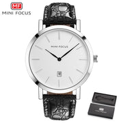 MINI FOCUS Men&#39;s Fashion Ultra-thin Dial Wristwatch Top Brand Luxury Genuine Leather Business Quartz Date Display Men WristWatch