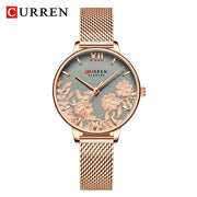 CURREN Women Watches Top Brand Luxury Rose Gold Bracelets Watch Ladies Stainless Steel Quartz Lady Wristwatches Relogio Feminino