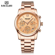 MEGIR Fashion Women Watches Stainless Steel Chronograph Top Luxury Brand Ladies Bracelet Quartz Watch Rose Gold Relogio Feminino