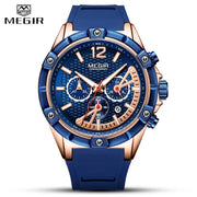 MEGIR Chronograph Sport Men Watch Waterproof Silicone Quartz Watches Men Clock Hour Army Military Wristwatches Relogio Masculino