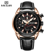 2022 New MEGIR Men&#39;s Fashion Sports Quartz Watch Men Leather with Chronograph Mens Watches Military Waterproof Sport Wrist Watch