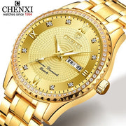 CHENXI Golden Stainless Steel Men Quartz Watch Male Fashion Luxury Quartz-Wristwatches Clock Gold Watches Relogio Masculino