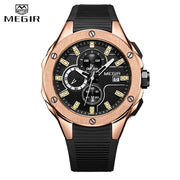 MEGIR Men Army Military Watches Top Brand Luxury Male Chronograph Silicone Strap Quartz Silicone Strap Watches Relogio Masculino