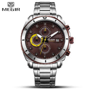 MEGIR Men Watch Business Full Steel Quartz Watches Chronograph Men Casual Waterproof Date Sports Watch Clock Relogio Masculino