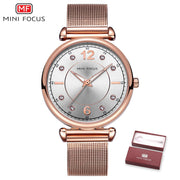 MINI FOCUS Brand Fashion Wristwatches Women Stainless Steel Band Womens Dress Watches Ladies Quartz-Watch Relogio Feminino Clock