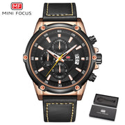 MINI FOCUS Watches Men Top Brand Luxury Quartz Gold Watch Mens Leather Military Waterproof Sport Wristwatch Relogio Masculino