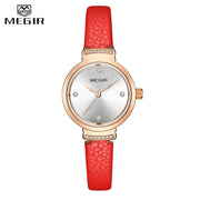 MEGIR Luxury Women Watch Fashion Elegant Blue Quartz Watches Lady Leather Small Dress Ladies Watches Female Clock reloj mujer