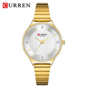 CURREN Ladies Watches Fashion Silver Analog Quartz Stainless Steel Wrist Watch Women Luxury Crystal Rhinestone Dress Women Clock