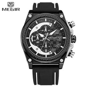 MEGIR Fashion Sport Watches for Men Top Brand Luxury Silicone Casual Quartz Wrist Watch Mens Clock Military Chronograph Watch