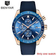 BENYAR Men Watches Brand Luxury Silicone&amp;Steel Band Wristwatches Man Leather Chronograph Quartz Military Watch Relogio Masculino