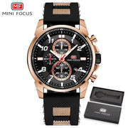 MINI FOCUS Business Men Watch Luxury Brand Silicone Strap Wrist Watch Chronograph Blue Military Quartz Watches Relogio Masculino