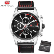 MINI FOCUS Brand Men Quartz Watch Genuine Leather Waterproof Analog Watches Male Date Clock Fashion Men&#39;s Business Wristwatches