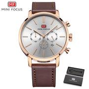 MINI FOCUS Mens Watches Fashion Casual Black Quartz Watch Men Waterproof Stainless Steel Clock Calendar Display Male Wristwatch