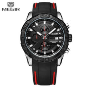 MEGIR Watches Analog Quartz Wristwatch Waterproof Sport Chronograph Silicone Military Watch Men Auto Date Relogio Masculino