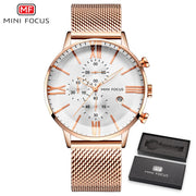 Relogio Masculino MINI FOCUS Sport Quartz Watches Mens Analog Date Waterproof Fashion Stainless Steel Military Business Watch