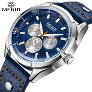 MEGIR Fashion Men&#39;s Watch Quartz Wristwatches Men Luxury Watches 24-hour timing,Calendar,week display Clock Relogio Masculino