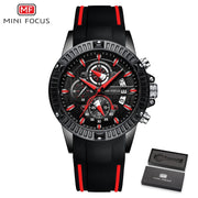 MINIFOCUS Brand Luxury Casual Chronograph Watch For Men Sport Date Quartz Silicone Wristwatches Waterproof Men&#39;s Wristwatch Male