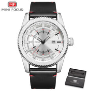 Luxury Brand MINI FOCUS Men Watches Men&#39;s Quartz Date Clock Man Casual Genuine Leather Watch Waterproof Clock Relogio Masculino