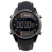 SMAEL LED Digital Wristwatches Silicone Watch Blue Casual Men Outdoo Sports Running Fashion Cool Electronic Watches Man Clock