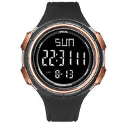 SMAEL Pu Watchband Mens Digital Waterproof Watches Men Chronograph LED Large Number Display Multifunction Sport Wrist Watch