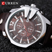 Luxury Brand CURREN Fashion Big Dial Men Watch Military Sport Quartz Watches Leather Strap Business Metal Wristwatch Men&#39;s Clock